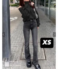 GRL ハイウエストフレアデニムパンツ[cu498] XS ブラック