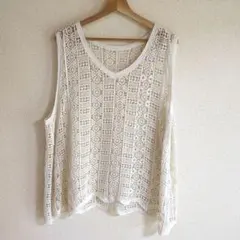 アイボリー レース編み ノースリーブ