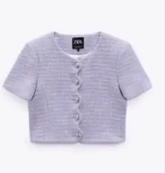 美品　ZARA テクスチャー　クロップド　ジャケット　半袖　S