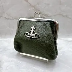 希少品 ヴィヴィアンウエストウッド コインケース がま口 レザー シボ カーキー