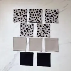 １０枚セット】ハンドメイド ミニコースター 柄アソート リバーシブル コットンA