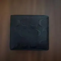 COACH 二つ折り財布 ブラック シグネチャー