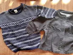 H&M 北欧 ニットセーター ネイビー 無印 スタンドカラーシャツ 80サイズ