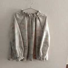 白大島紬着物リメイク#ブラウス