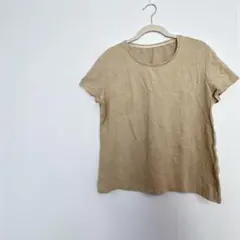 一点物✨️ Tシャツ 半袖 ベージュ クルーネック レディース 葉柄 夏服