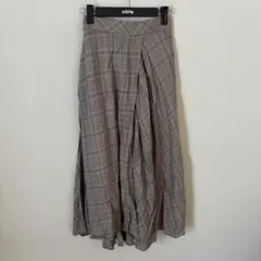 RE.VEROFONNA グレーブラウン　チェック　薄手　ロングスカート