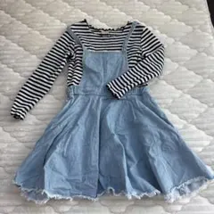 petit main デニムオーバーオール風ワンピース 110