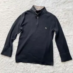 バーバリーブラックレーベル ジップアップ シルク混 ハイネック ニットセーター