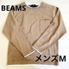 BEAMS HEART フェイクスエード レイヤード 長袖スウェット