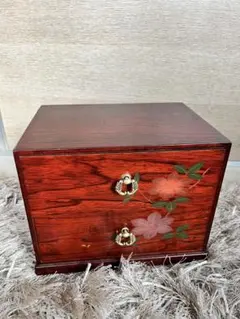 木製小物入れ 2段 花柄デザイン