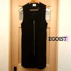 EGOIST エゴイスト フロントジップジレ ロングベスト ワンピース 黒 Fのサムネイル