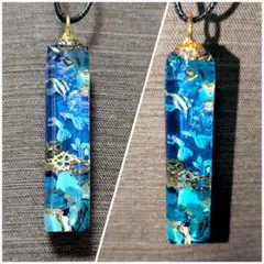 【オルゴナイト】青い天然石のアクアリウム