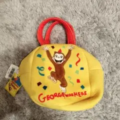 【新品•タグ付き】おさるのジョージ　アップリケバッグ　トートバッグ　イエロー
