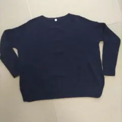 【無印良品】ネイビー M-L クルーネックセーター ウール100%