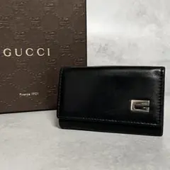 GUCCI 블랙 가죽 남성용 키 케이스 9980