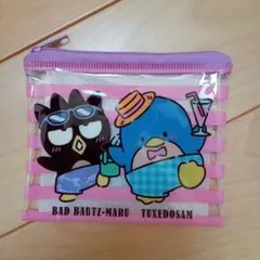 スシロー×はぴだんぶい　コラボ限定ファスナーポーチ　ばつ丸　タキシードサム