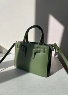 【新品】ZARA ザラ 2way ショルダーバッグ ハンドバッグ グリーンノット