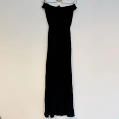 FOREVER 21 ブラック ベアトップワンピース ロング S フリル マキシ