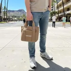 ストリート系☆LUSSO　SURF　マルチポケットトートバッグ　ベージュ　新品