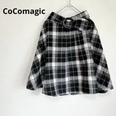 h139【ココマジック】チェックスカート☆ひざ丈　ベルト　フリル　黒　M y2k