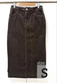 【美品】コーデュロイスカート S ブラウン Ｉライン タイト ロング レディース