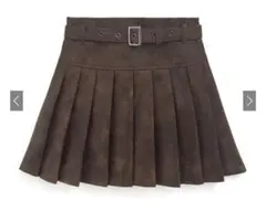 GRLフリージア インパン裏地・ベルト付きレザープリーツミニスカートtu1359