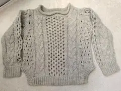 earth ケーブル編みニットセーター 長袖ライトグレー　フリーサイズ