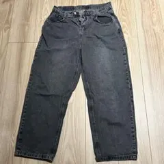 ダークグレー ワイドレッグデニムパンツ