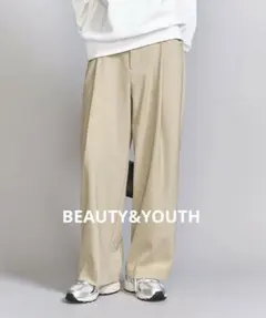 BEAUTY&YOUTH ツイルバックゴムワイドパンツ
