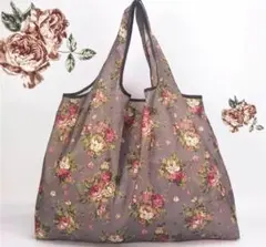 大きめのエコバッグ 折りたたみ買い物袋　薔薇花柄1袋　手提げ袋ショッピングバッグ