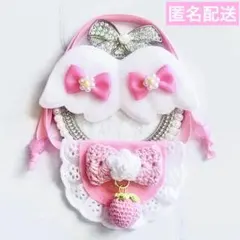 モンぬい ぬい用 羽 付 ゆらゆら いちご スタイ よだれかけ ピンク いつぬい