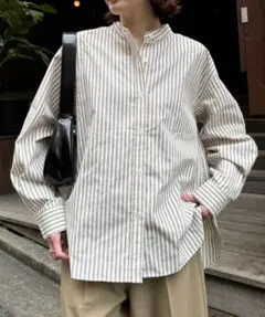 【タグ付き未使用】CIAOPANIC TYPY ストライプバンドカラーシャツ