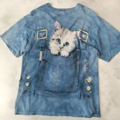 希少 古着 USA製 ヴィンテージ 猫 ネコ アニマル タイダイ柄 Tシャツのサムネイル