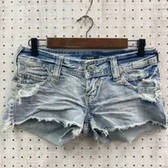 インディースリーズ ゴス グランジ 古着 ダメージ加工 ショートデニムパンツ