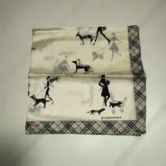 BURBERRY 　犬と女性のイラスト　 ハンカチ　ノバチェック　49✕49cm