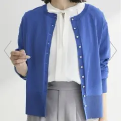 Green Parks 金釦コンパクトニットカーディガン　ブルー