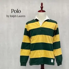 90s Polo by Ralph Lauren ラガーシャツ 長袖 緑×黄 S