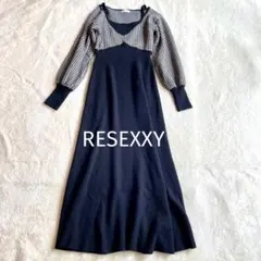 RESEXXY リゼクシー 千鳥柄ドッキングニットワンピース ブラック