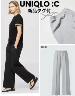 新品タグ付☆UNIQLO C☆スウェットストレートパンツ／M 黒