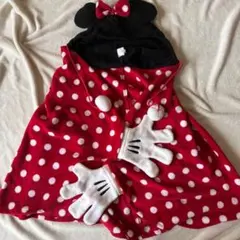 ディズニーリゾートミニーマウスポンチョ　手袋付き　コスプレ防寒　美品