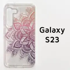 Galaxy S23 ケース カバー クリア ハーフフラワー 透明
