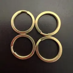 真鍮製 平二重リング 直径20mm 4個セット キーホルダー