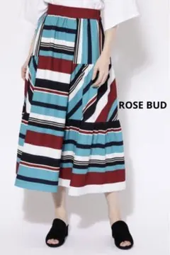 ☘️ROSE BUD ボーダータックギャザースカート ストライプ フレアスカート