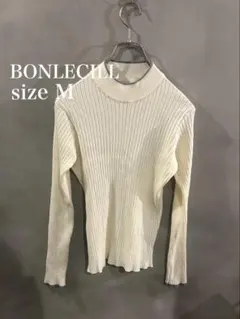 BONLECILL アイボリー 配色パイピング ハイネックリブニットプルオーバーのサムネイル