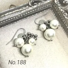 No.188 国産コットンパール ピアス ショート