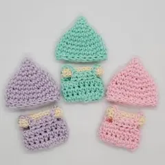 【スライム型帽子＆オーバーオール3着セットL】5cm小型ドール　ハンドメイド