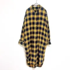セブンデイズサンデイ　シャツワンピース　M イエロー　綿　100% 長袖　春　秋