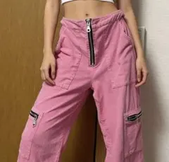 ザ・ラゲッド・プリースト ピンク ハイウエスト カーゴパンツ