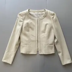 ノーカラージャケット 入学式　セレモニー フォーマル　M ベージュ　ru