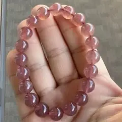 天然石　ストロベリークォーツ　9.8mm 水晶ブレスレット